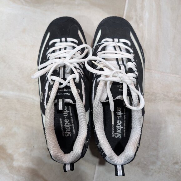 Skechers Black White Shape Ups Sneakers Size 8.5 2010 Y2K Shoes Women's Chunky - Picture 3 of 8